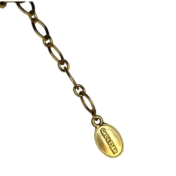 Vintage Jean Paul Gaultier Gold Tone Crystal Triple Strand Necklace 80s 90s Goth - Picture 9 of 12